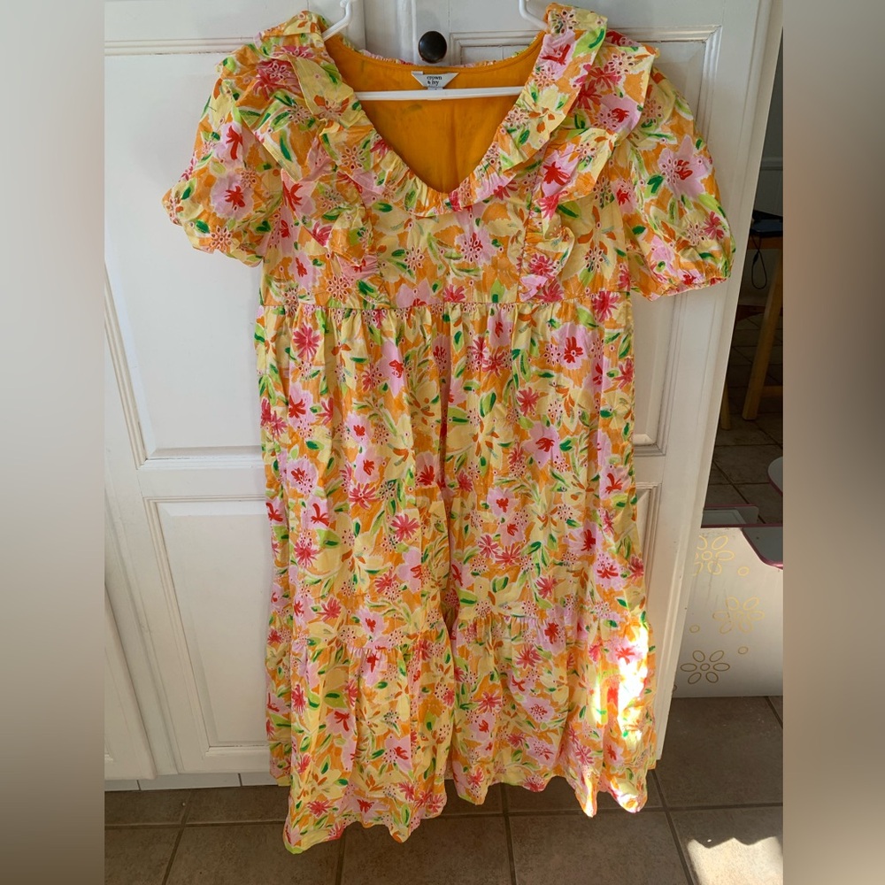 Crown & Ivy Yellow Puff Sleeve Sundress